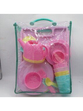 Playcircle By Battat 26-Piece Kids Pretend Play Dish Set Pink/Blue/Yellow Plasti